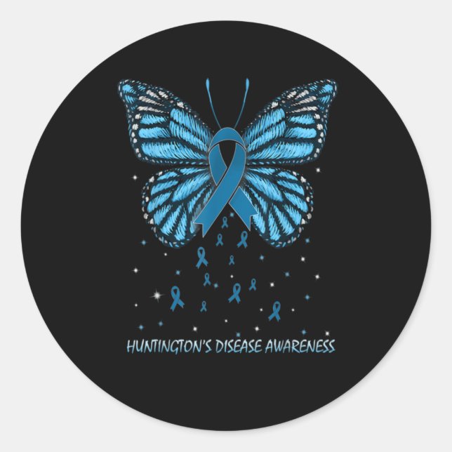 Huntington'S Disease Awareness Butterfly Classic Round Sticker (Front)