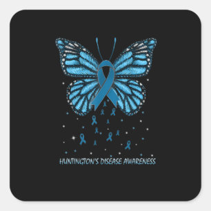 Huntington'S Disease Awareness Butterfly Square Sticker