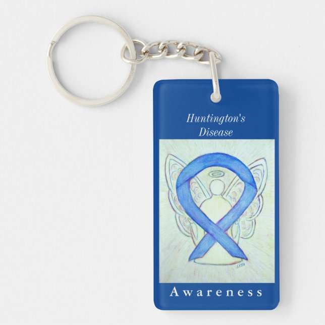 Huntington's Disease Awareness Ribbon Keychain (Front)