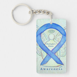 Huntington's Disease Awareness Ribbon Keychain