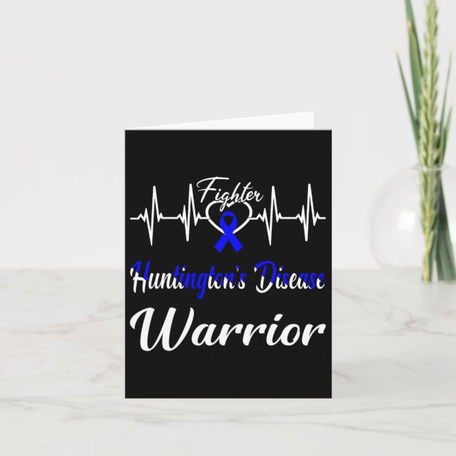 Huntington's Disease Warrior Heartbeat Fight Blue  Card (Front)