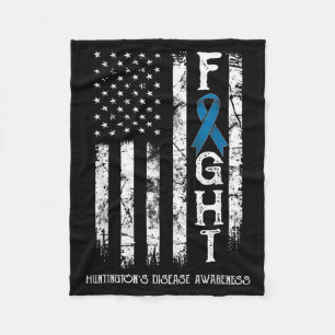 Huntingtons Disease Warrior Us Flag Fleece Blanket