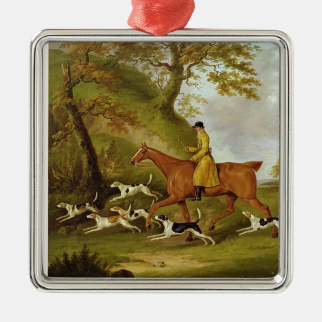 Huntsman and Hounds, 1809 (oil on canvas) Metal Tree Decoration (Front)