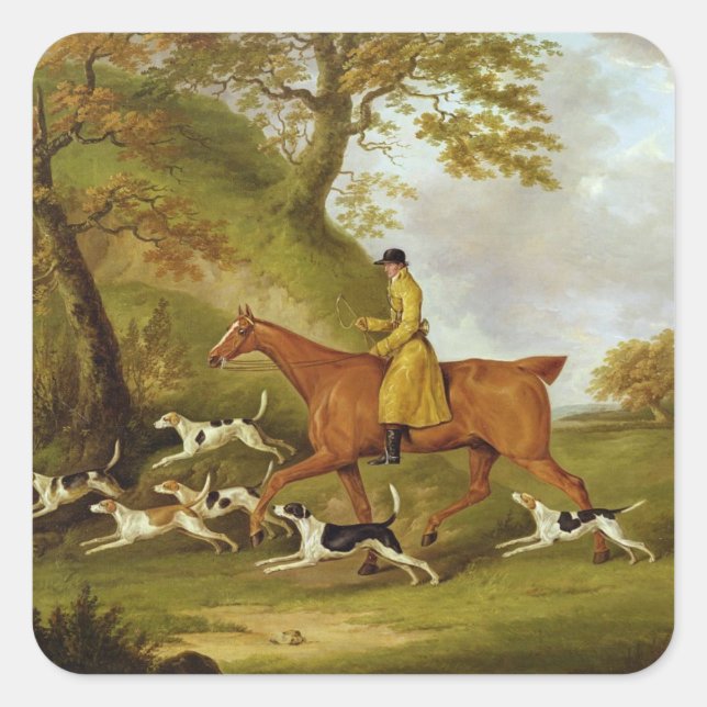 Huntsman and Hounds, 1809 (oil on canvas) Square Sticker (Front)