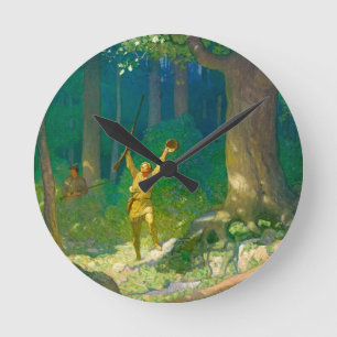 Huntsman by Newell Convers Wyeth Round Clock