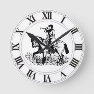 Huntsman Horn Fox Hunt Master Hunter Horse Round Clock