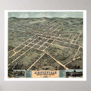 Huntsville, AL Panoramic Map - 1871 Poster