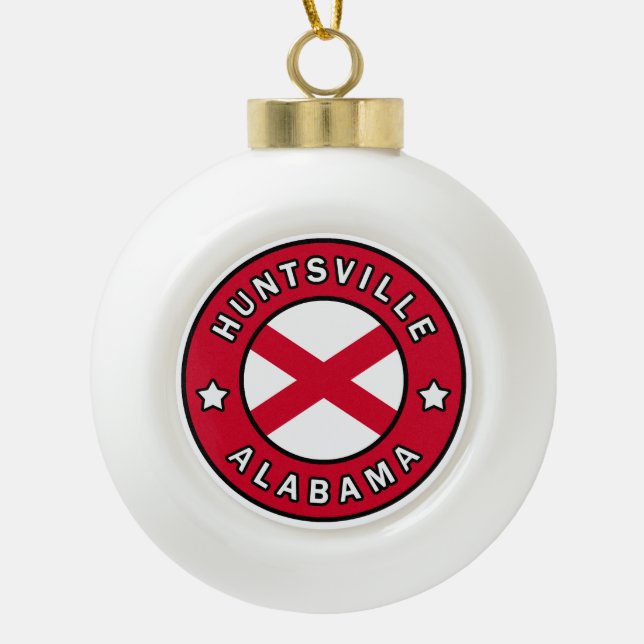 Huntsville Alabama Ceramic Ball Christmas Ornament (Front)