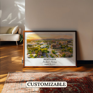 Huntsville Alabama Poster, Watercolor, Custom Poster