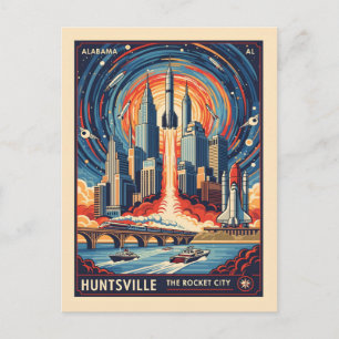Huntsville Alabama Rocket City Futuristic Space Postcard
