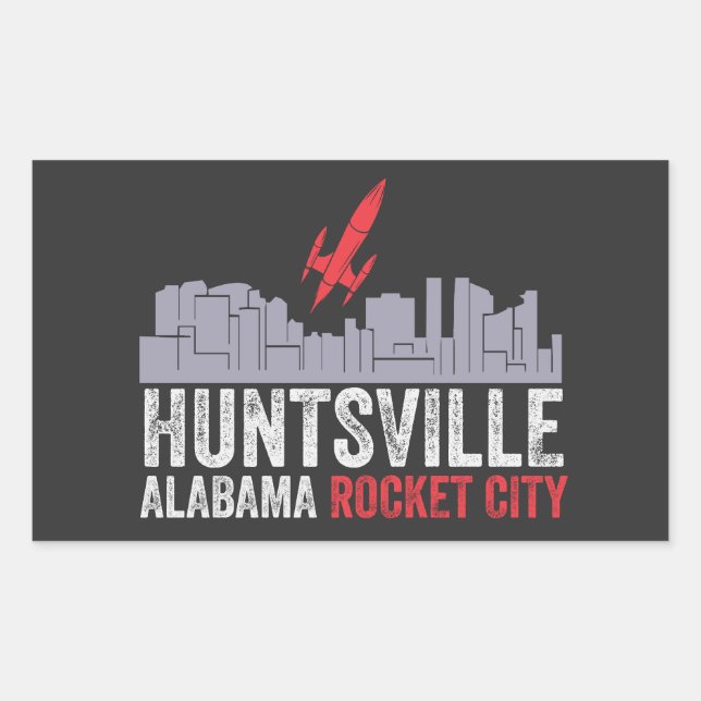 Huntsville Alabama Rocket City Rectangular Sticker (Front)