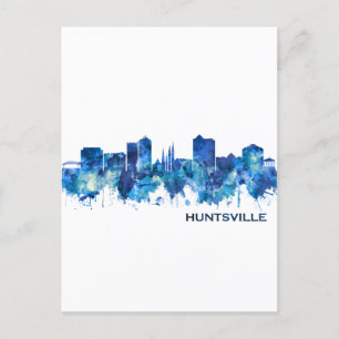 Huntsville Alabama Skyline Blue Holiday Postcard