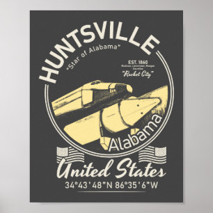 HUNTSVILLE CITY ALABAMA - ROCKET SPACESHIP POSTER