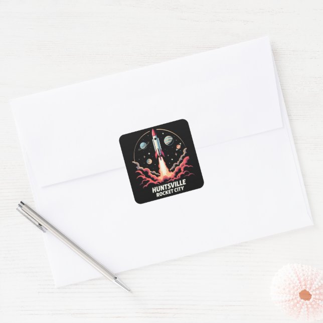 Huntsville Rocket City Space Adventure Square Sticker (Envelope)
