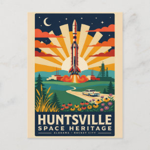 Huntsville Space Heritage Vintage Travel Poster Postcard