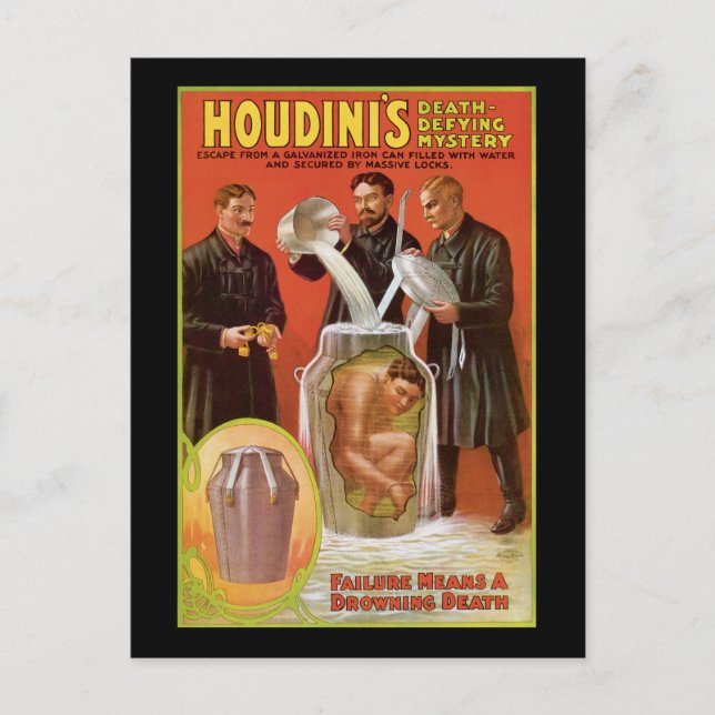 Huodini's Death Defying Mystery, 1908 Poster Postcard (Front)