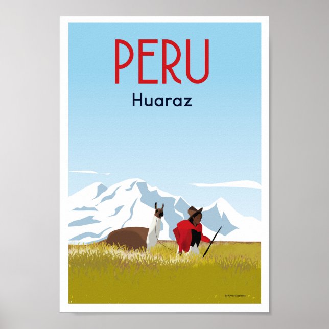 Huraz Peru | Vintage Travel Poster | Enhanced Matt (Front)