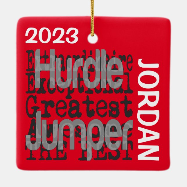 Hurdle Jumper Extraordinaire CUSTOM Ceramic Ornament (Back)