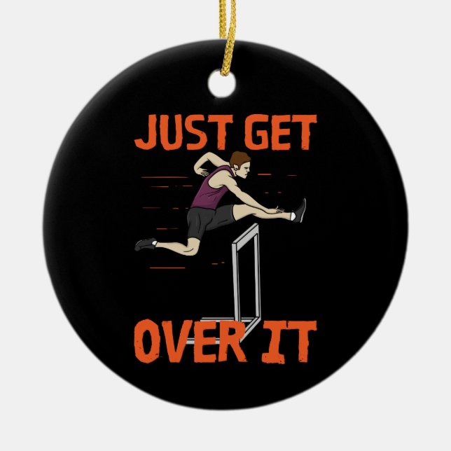 Hurdler Hurdling Sport Track & Field Gifts Ceramic Tree Decoration (Front)