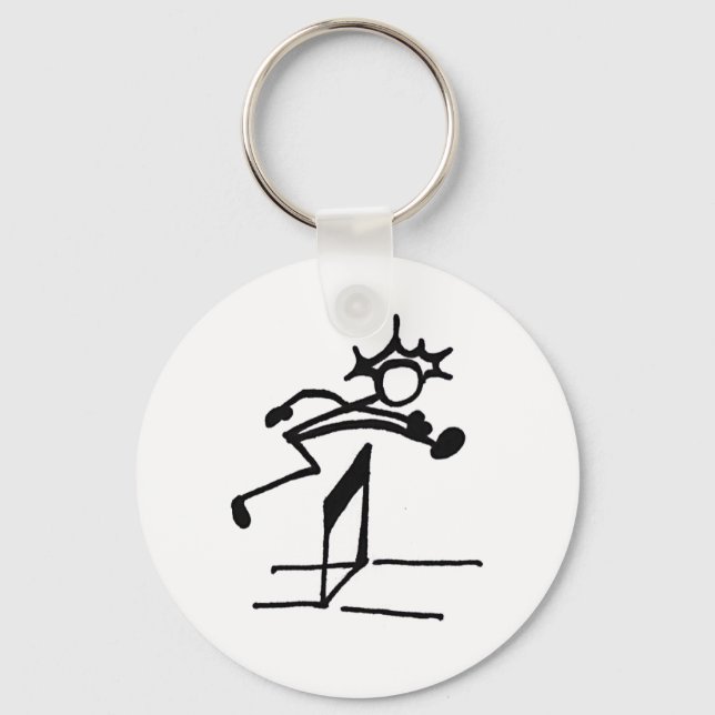 Hurdler Stickman Track and Field Key Ring (Front)