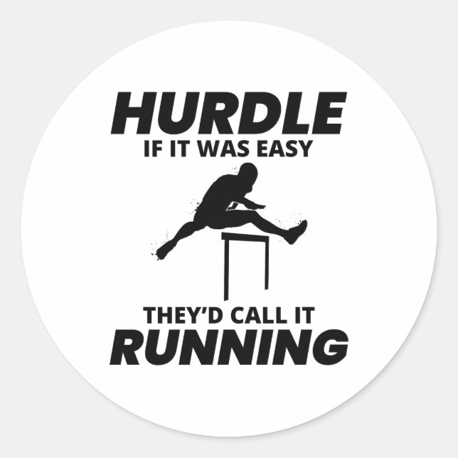 Hurdles Hurdling Hurdler Running Runner Athletes Classic Round Sticker (Front)