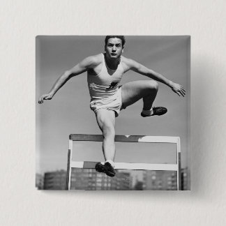 Hurdling 15 Cm Square Badge