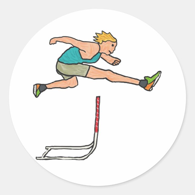 Hurdling Hurdles Classic Round Sticker (Front)
