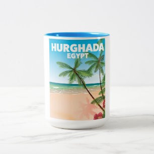 Hurghada Egypt travel poster Two-Tone Coffee Mug