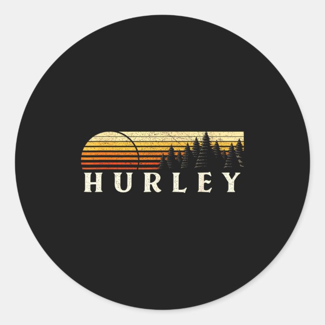 Hurley, Ky Vintage Sunset Retro  Classic Round Sticker (Front)