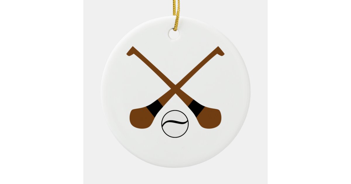 Hurling bats and ball ceramic tree decoration | Zazzle