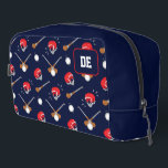 Hurling Gaelic Irish Sport Dopp Kit<br><div class="desc">Gaelic sports players and fans will love this cool Hurling Dopp kit bag. It features a pattern of Hurling helmets, balls (sliotars), and hurley sticks (camans). Add your initials to the square shape to personalise. You can also change the background colour from deep blue, to whatever suits your taste. Just...</div>