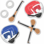 Hurling Gaelic Sports Sticks Balls and Helmets<br><div class="desc">Show your love of hurling with these cool hurling themed stickers. There are red and blue helmets,  hurley sticks,  and balls. Ideal for hurling players,  referees,  linesmen,  and fans.</div>