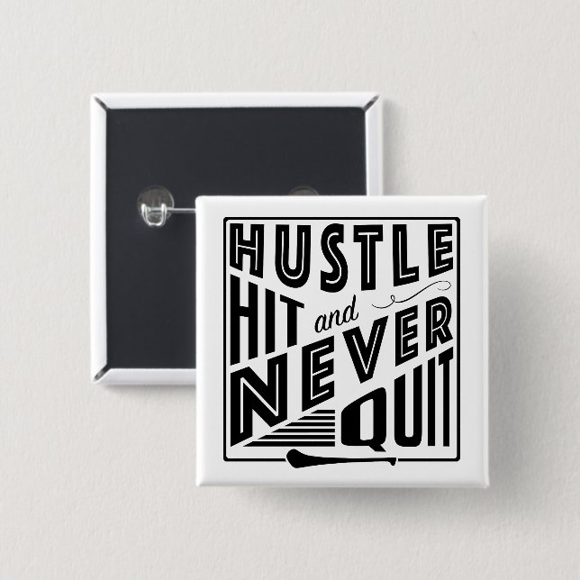 Hurling Hustle Hit & Never Quit, GAA Gaelic Games 15 Cm Square Badge (Front & Back)