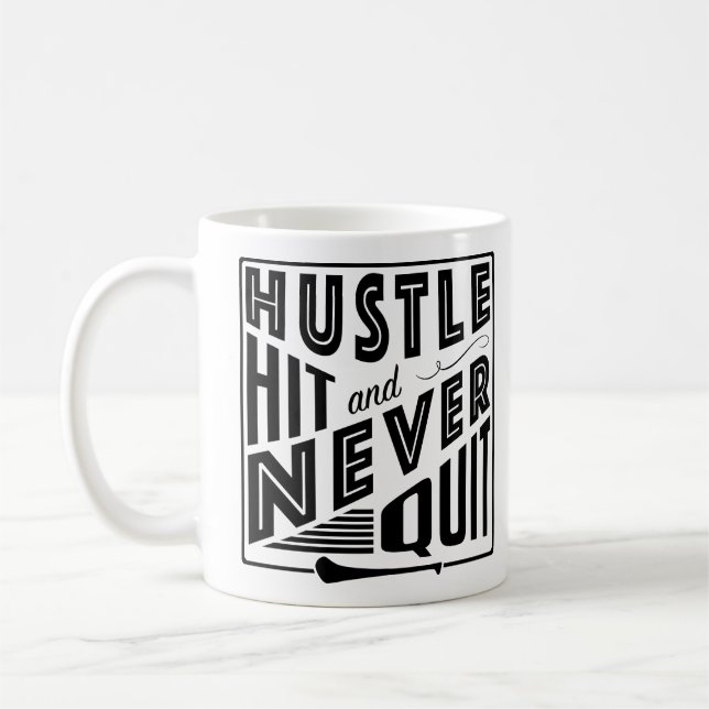 Hurling Hustle Hit & Never Quit, GAA Gaelic Games Coffee Mug (Left)