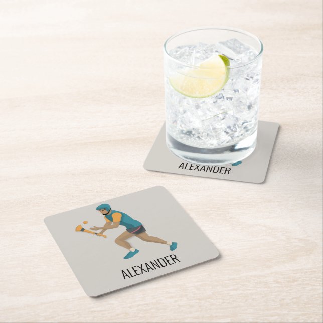 Hurling Square Paper Coaster (Insitu)