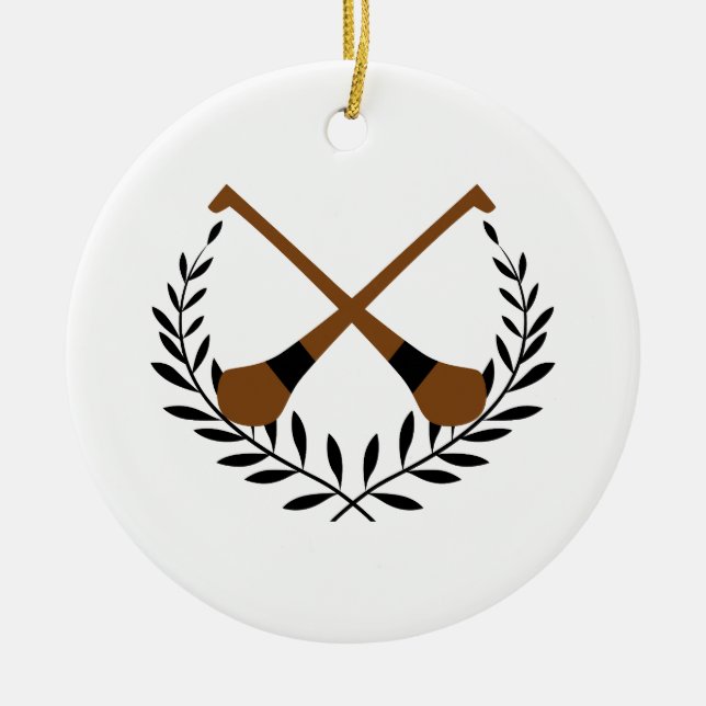 Hurling Wreath Ceramic Tree Decoration (Front)