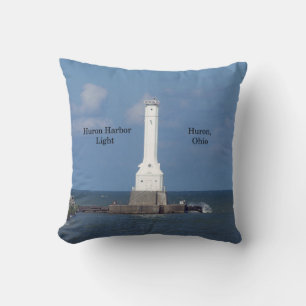 Huron Harbour Light square pillow