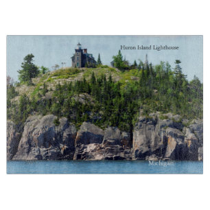 Huron Island Lighthouse wide angle cutting board