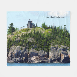 Huron Island Lighthouse wide angle fleece blanket