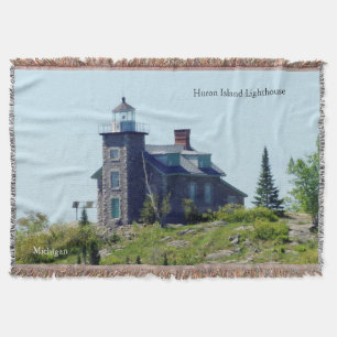 Huron Island Lighthouse woven blanket