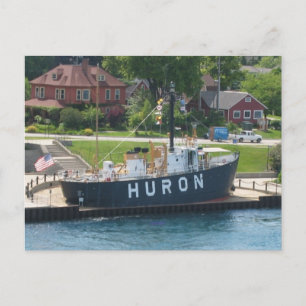 Huron Lightship Port Huron, MI St. Clair River Postcard