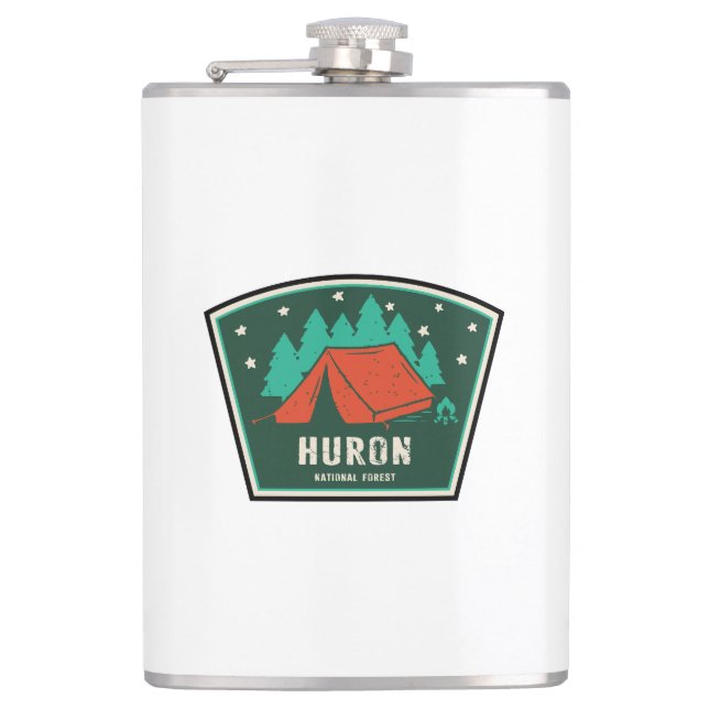 Huron National Forest Camping Hip Flask (Front)