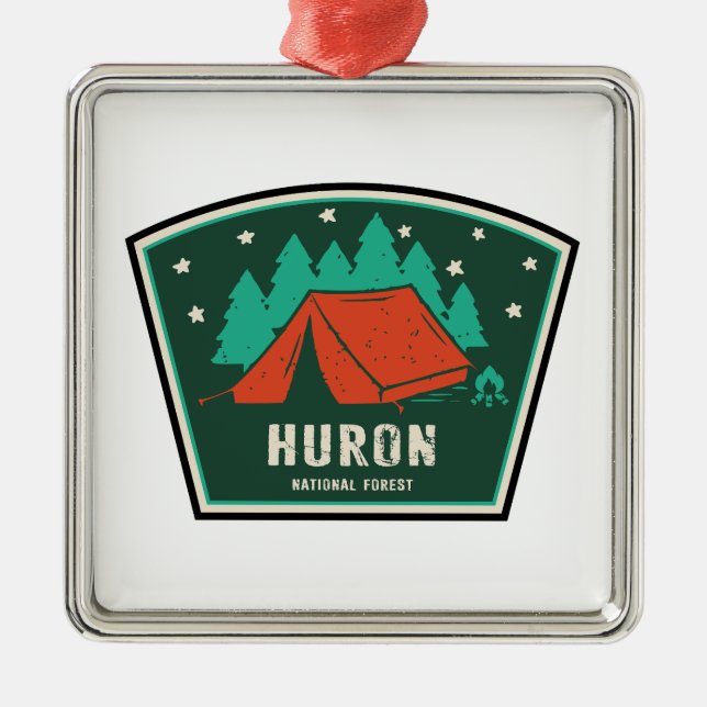 Huron National Forest Camping Metal Tree Decoration (Front)