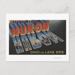 Huron, Ohio - Lake Erie - Large Letter Scenes Postcard