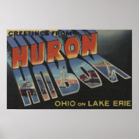 Huron, Ohio - Lake Erie - Large Letter Scenes