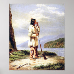 Huron-Wendat Hunter Calling a Moose Poster