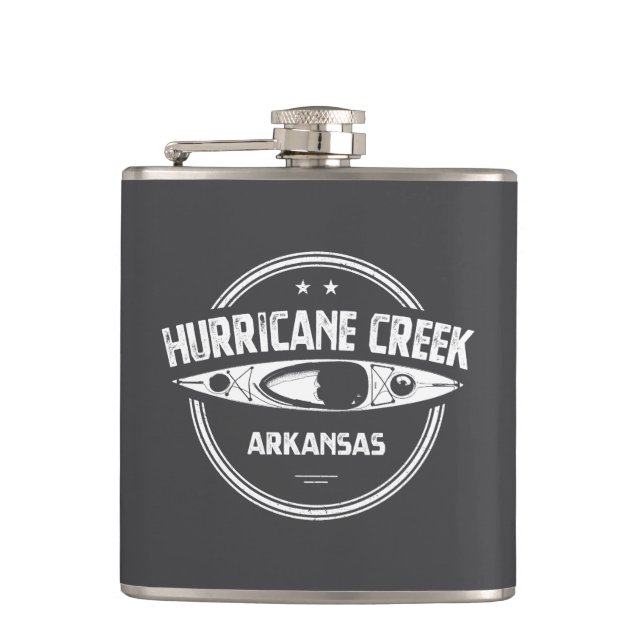 Hurricane Creek Arkansas Kayaking Hip Flask (Front)