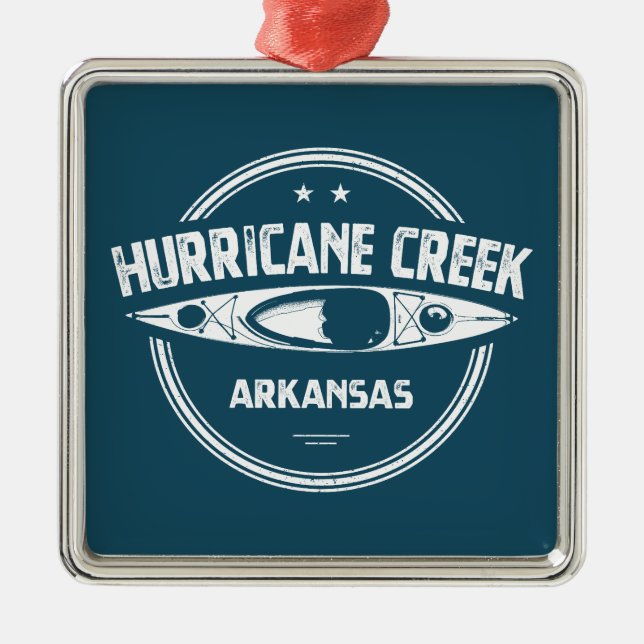 Hurricane Creek Arkansas Kayaking Metal Tree Decoration (Front)