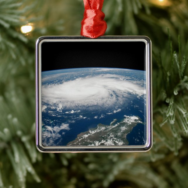 Hurricane Dorian Over The Atlantic Ocean. Metal Tree Decoration (Tree)