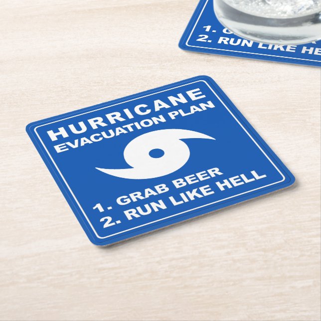 Hurricane Evacuation Plan Square Paper Coaster (Angled)